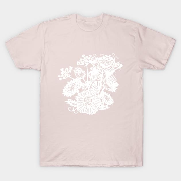 Curly Flowers T-Shirt by papercuts